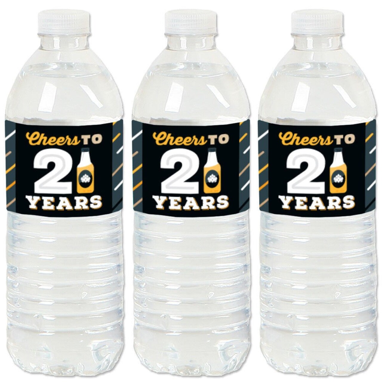 Big Dot of Happiness Cheers and Beers to 21 Years - 21st Birthday Party Water Bottle Sticker Labels - Set of 20